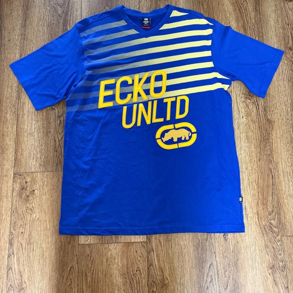 Ecko Unltd. Other - Ecko Unltd Y2K Shirt Men 2XLT Blue Graphic Embroidered Streetwear Hip Hop Skater